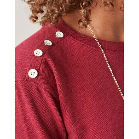 Spartina 449 Pomegranate Pullover Sweater Hudson Fringe Hem Oversized Large Red - Picture 6 of 10